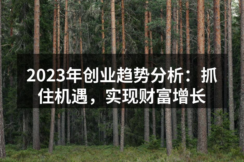 2023年创业趋势分析：抓住机遇，实现财富增长
